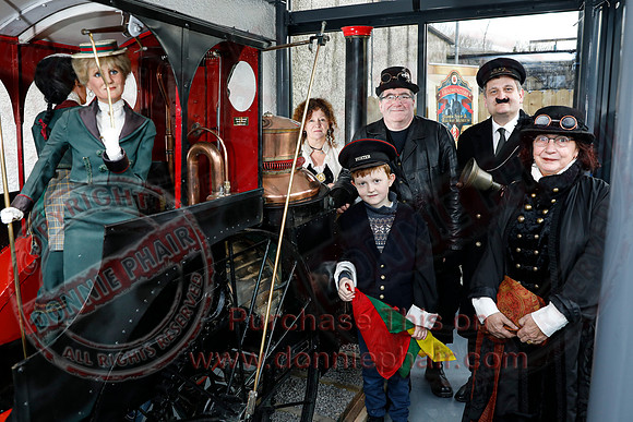 Myrtle, the train created by Gordon Johnston is unveiled in the Buttermarket, Enniskillen-5