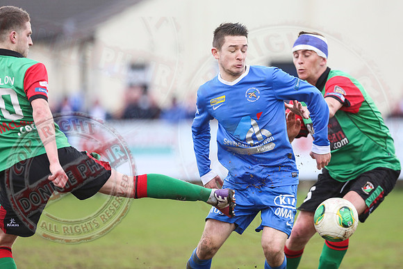 Ballinamallard United (0) V Glentoran (3) in IFA Premiership.