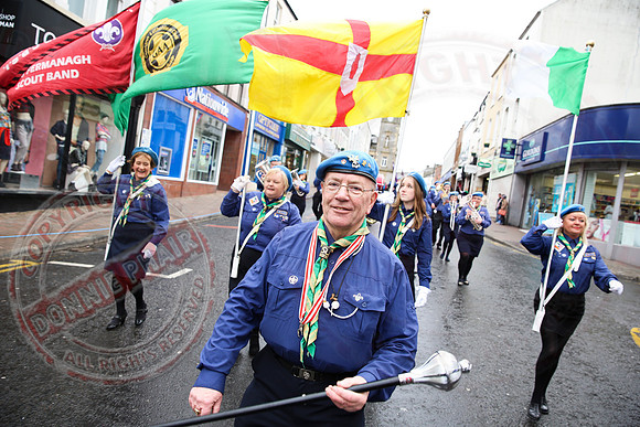 St. Michael's Scouts march to St. Michael's Church, Enniskillen.