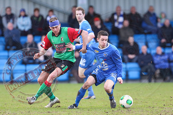 Ballinamallard United (0) V Glentoran (3) in IFA Premiership.