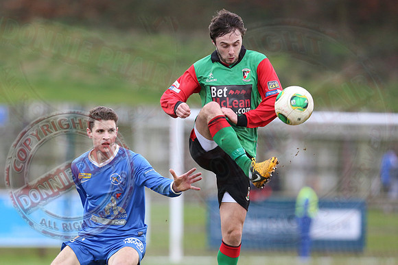 Ballinamallard United (0) V Glentoran (3) in IFA Premiership.
