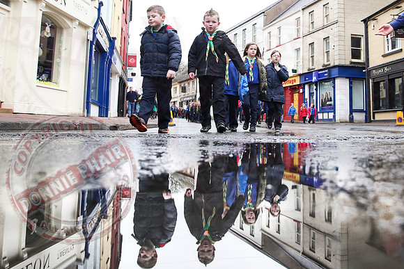 St. Michael's Scouts march to St. Michael's Church, Enniskillen.