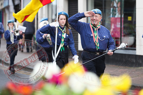 St. Michael's Scouts march to St. Michael's Church, Enniskillen.