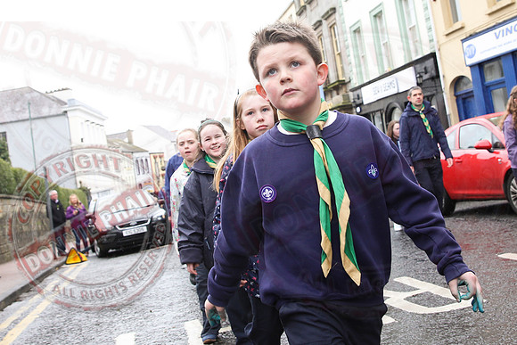 St. Michael's Scouts march to St. Michael's Church, Enniskillen.