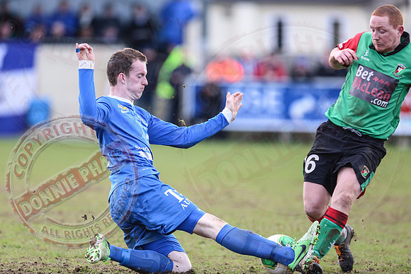 Ballinamallard United (0) V Glentoran (3) in IFA Premiership.