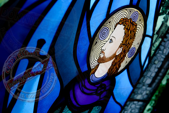 Stained-glassed windows in Magh Ene Parish Church, Bundoran, County Donegal.