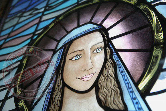Stained-glassed windows in Magh Ene Parish Church, Bundoran, County Donegal.