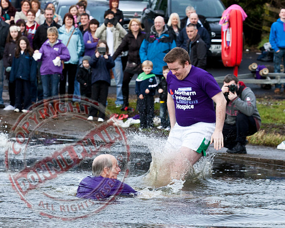 Newtownbutler Residents swim in Lough Erne River at Bun Jetty for Charity.