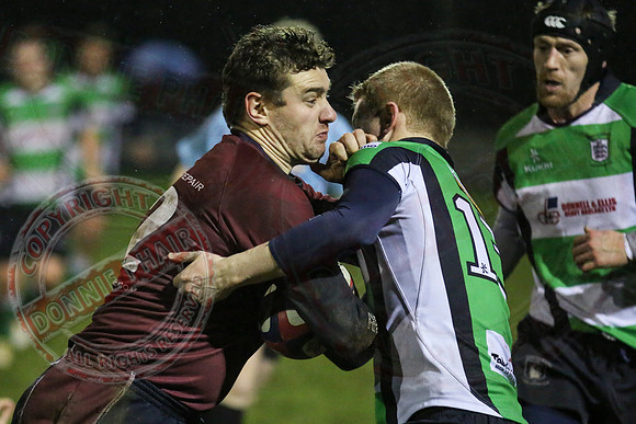 Enniskillen 1st XV (12) V Omagh (15) in Rugby.