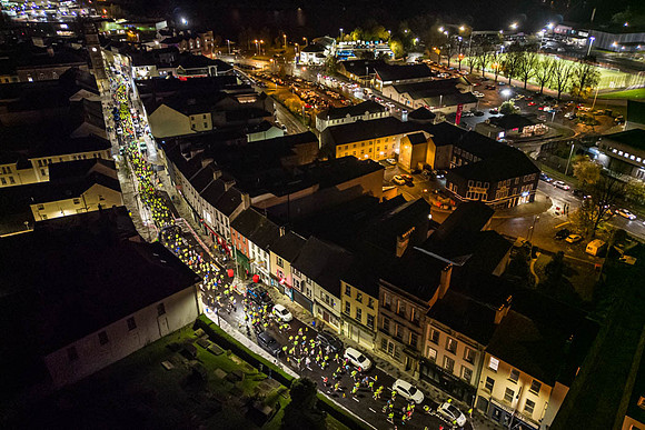 Night-time Aerial photo of Enniskillen Spooktacular 5km