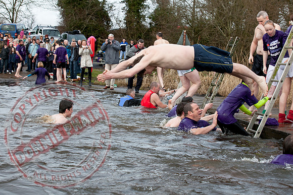 Newtownbutler Residents swim in Lough Erne River at Bun Jetty for Charity.