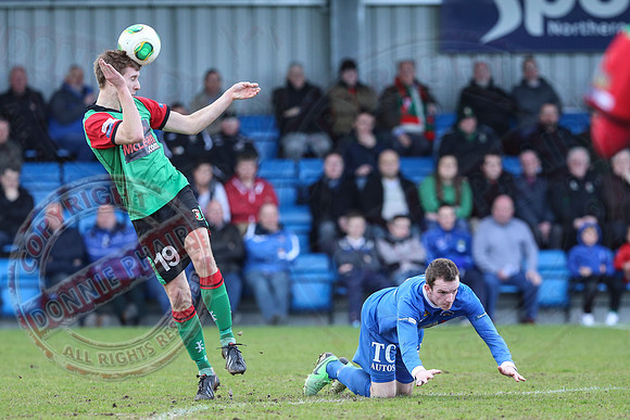 Ballinamallard United (0) V Glentoran (3) in IFA Premiership.