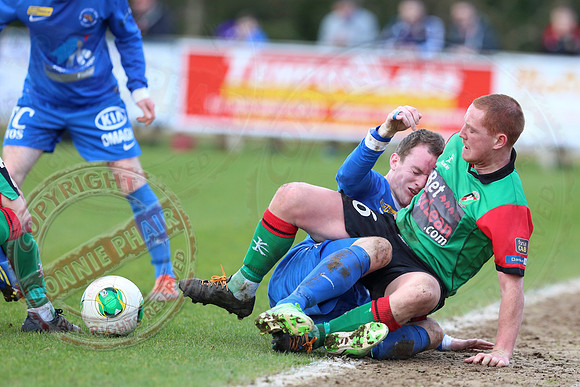 Ballinamallard United (0) V Glentoran (3) in IFA Premiership.