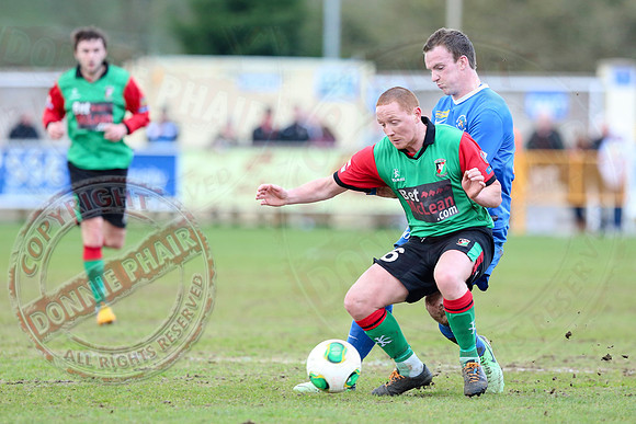 Ballinamallard United (0) V Glentoran (3) in IFA Premiership.