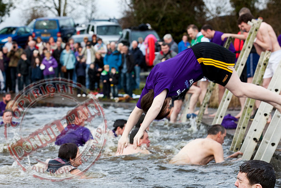 Newtownbutler Residents swim in Lough Erne River at Bun Jetty for Charity.