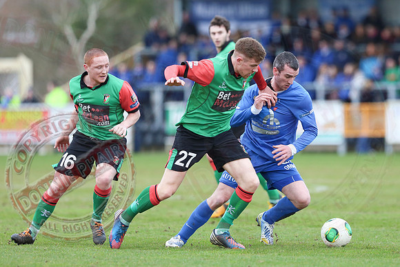 Ballinamallard United (0) V Glentoran (3) in IFA Premiership.
