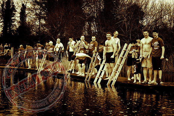 Newtownbutler Residents swim in Lough Erne River at Bun Jetty for Charity.
