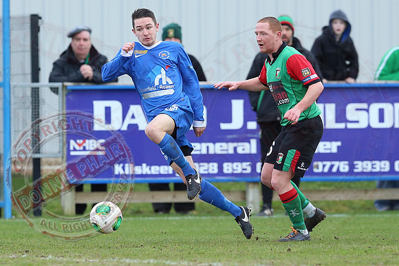 Ballinamallard United (0) V Glentoran (3) in IFA Premiership.