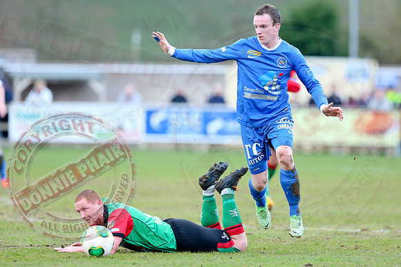 Ballinamallard United (0) V Glentoran (3) in IFA Premiership.