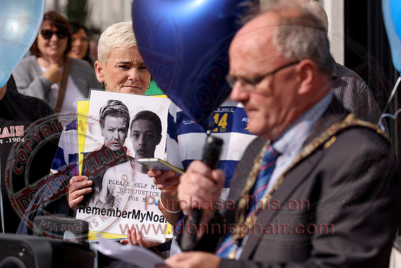 Justice for Noah Donohoe rally at the Diamond in Enniskillen-15