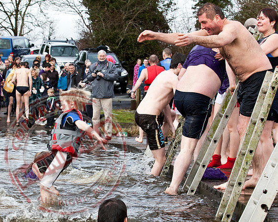 Newtownbutler Residents swim in Lough Erne River at Bun Jetty for Charity.