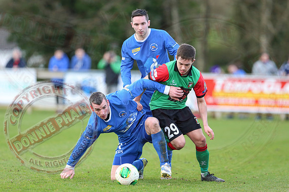 Ballinamallard United (0) V Glentoran (3) in IFA Premiership.