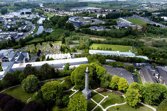 Aerial Photo of Coles Monument on Forthill Enniskillen