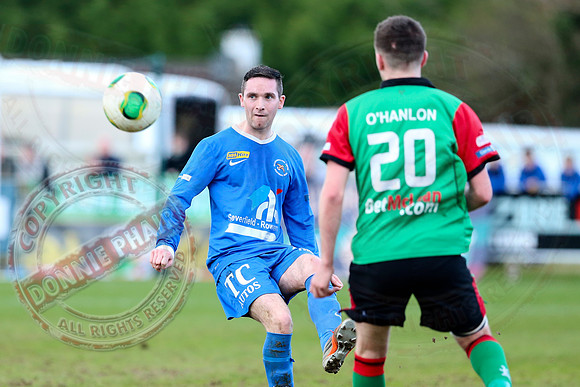 Ballinamallard United (0) V Glentoran (3) in IFA Premiership.