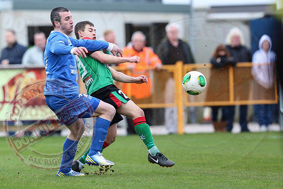 Ballinamallard United (0) V Glentoran (3) in IFA Premiership.