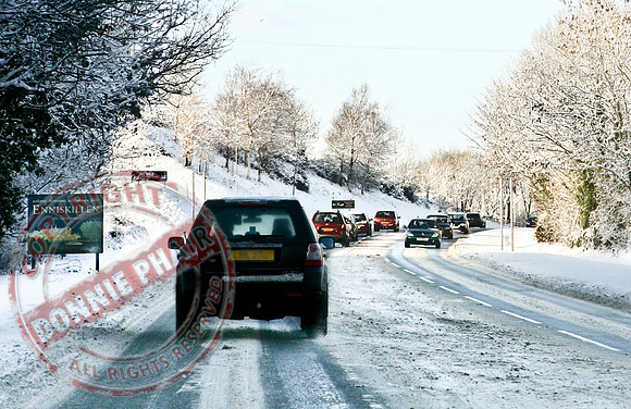 Snowy Roads on the way in to Enniskillen.