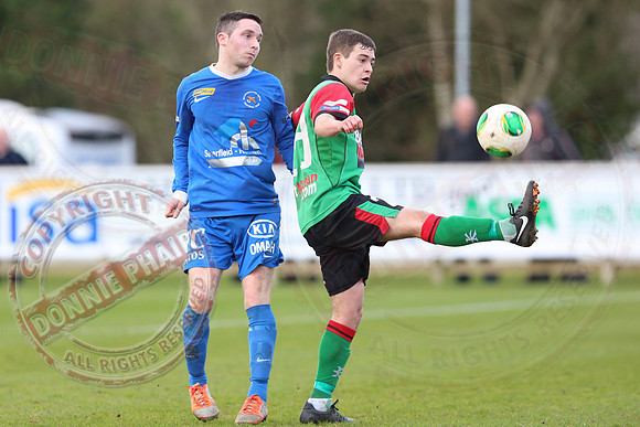 Ballinamallard United (0) V Glentoran (3) in IFA Premiership.