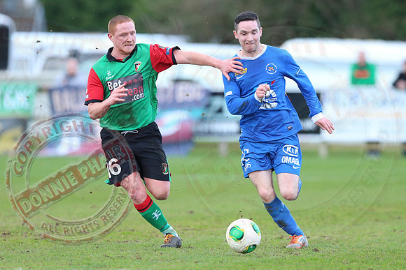Ballinamallard United (0) V Glentoran (3) in IFA Premiership.