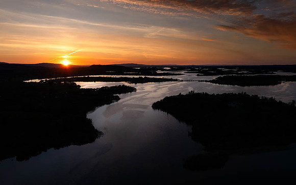 Aerial view of the New Bridges spanning the River Erne. Taken near Geaglum quay