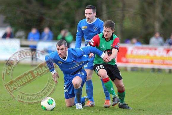 Ballinamallard United (0) V Glentoran (3) in IFA Premiership.