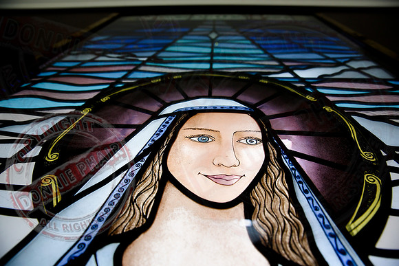 Stained-glassed windows in Magh Ene Parish Church, Bundoran, County Donegal.