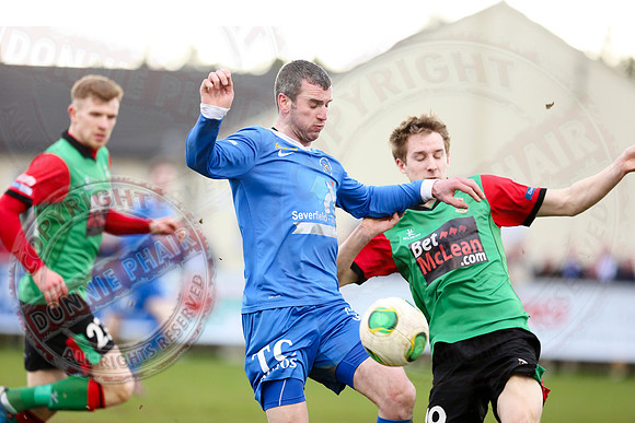Ballinamallard United (0) V Glentoran (3) in IFA Premiership.